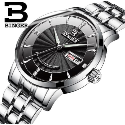 BINGER Switzerland Luxury Brand Ultra-thin 9mm Business Mens Watch Male Automatic Mechanical Watches Relogio Masculino