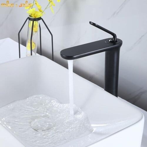 Black bathroom faucet sink stand faucet deck mounted tall basin faucet hot and cold crane water tap matte black mixer