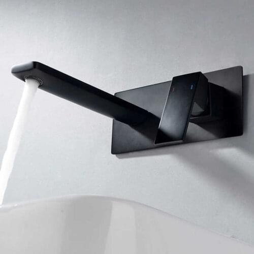 Black bathroom faucet fixed to the cold and hot mixing wall embedded mixing sink hidden faucet wash basin
