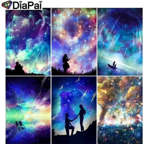 DIAPAI 100% Full Square/Round Drill 5D DIY Diamond Painting "Starry scenery couple " 3D Embroidery Cross Stitch Home Decor