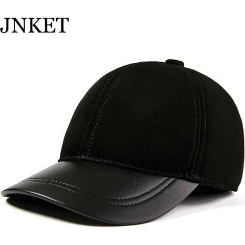 JNKET New Autumn Winter Men Sheepskin Baseball Cap Casual Baseball Hats Sports Cap Snapbacks Hats Gorras Baseball Casquette