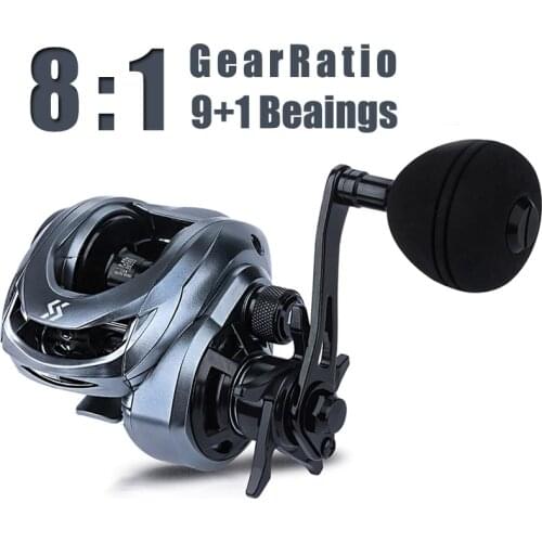 Sougayilang 9+1BB Baitcasting Reel High Speed Gear Ratio 8.0:1 with Aluminum Spool Magnetic Brakes Power Handle Fishing Reel