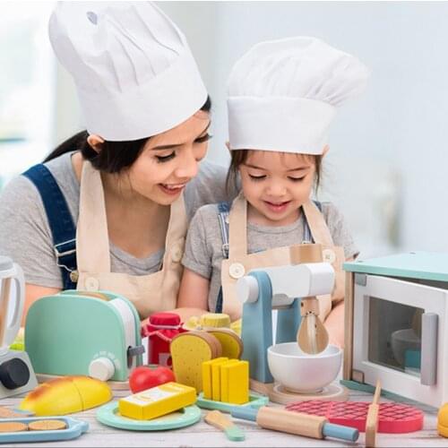 Kitchen Play Toy Wooden Simulation Coffee Machine Toaster Machine Mixer Juicer House Early Learning Educational Toys Gift