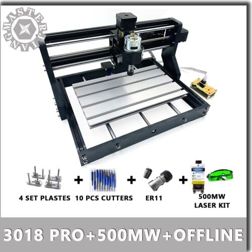 CNC GRBL mini Laser Engrave Machine 3018 Pro+500MW Laser Module+offline control 3Axis pcb Milling machine Wood Router