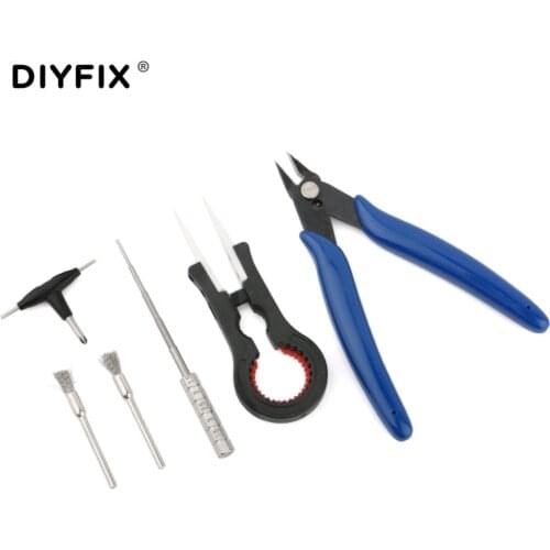 6 in 1 Vape DIY Tool Set Coil Jig Ceramic Tweezers Clean Brush Wire Pliers Screwdriver for Electronic Cigarette RBA RDA Atomizer