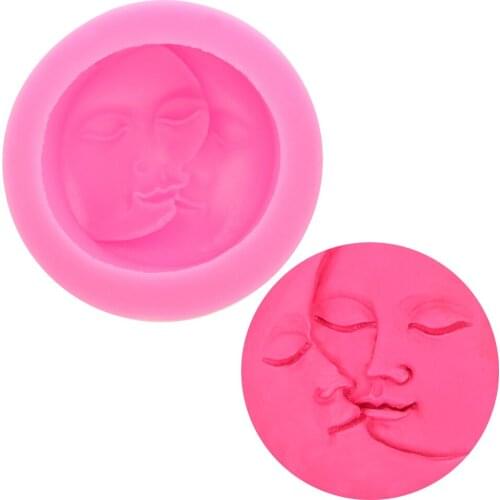 NICEYARD Round Shape Sun Moon Faces Mould Baking Tool DIY Fondant Chocolate Soap Mold Silicone Mold Cake Decorating Tools