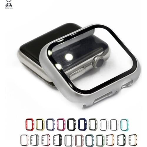 Lebanda PC protective shell full cover for Apple Watch series 6 SE 5 4 3 2 1 plastic bumper tempered protective film for iWatch