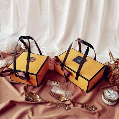 Nougat cake gift box packaging Baby Shower Solid Color Candy box Birthday Party Supplies cookies paper bag cajas de carton