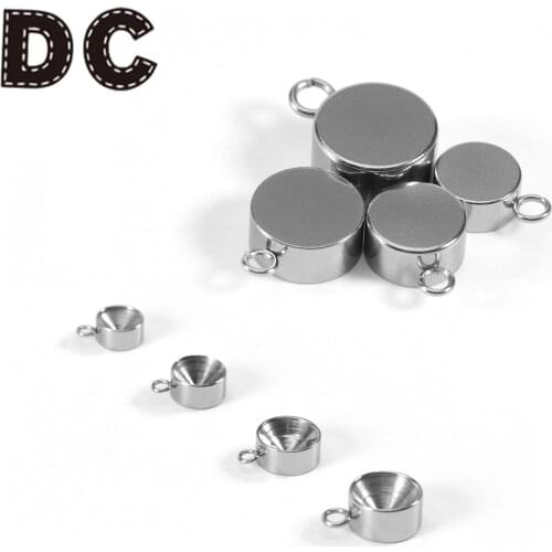 DC 2020 20pcs/lot Stainless Steel Stone support single / double pendant 4/5/6/7/8/9/10mm For Diy Charm Pendant Jewelry Making