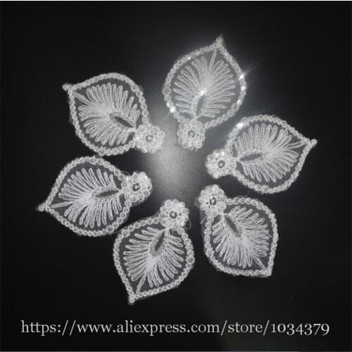 20Pcs 16X 11cm Ivory Glitter Wedding Headband Hair Accessories Venise Lace Beautiful Flower Floral Motif Appliques BD0313