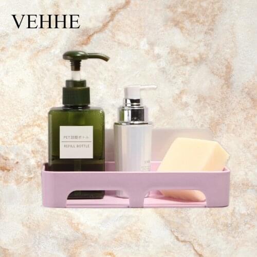 VEHHE Multi-color Plastic Non-trace Soap Tooth Cup Dish Bathroom Storage Strong Sucker Soapbox Traceless Wall Mouted Soap Holder