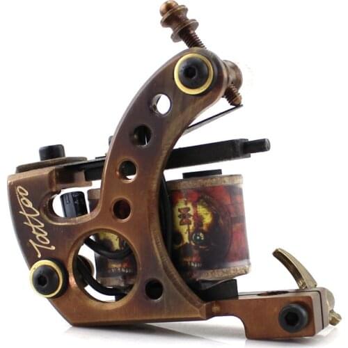 Recommend!!!One Professional Tattoo Machine Brass 10 Wrap Coils for Liner Supply Handmade Tattoo Machine , Good Quality!Free S
