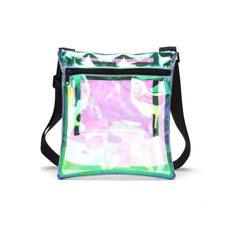 2020 new laser colorful transparent shoulder handbag purse casual wild tide messenger bag plastic jelly bag sac main femme