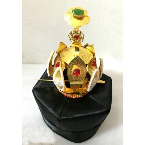 Tai chi taoist hexagonal cap alloy Copper lotus crown monk hats Taoism hat caps