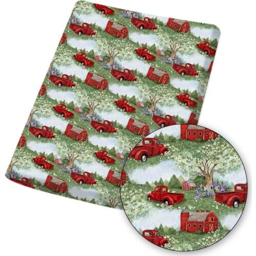 Polyester Cotton Fabric Back to School Bus Printed Fabric for Sewing Dress Home Textile Cloth Bag Material 45*145cm 80g/pc IBOWS