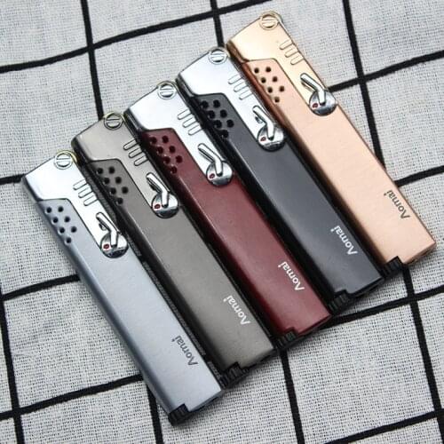 Torch Turbine Long Strip Compact Lighter With Windproof Metal Cigar Lighter 1300 C Butane Cigarette Accessories No Gas Portable