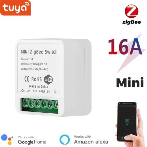 Tuya Zigbee Mini 2 Way on-off Switch, Tuya Smart Breaker, Stair Dual Control Switch, Compatible With Alexa and Google Home