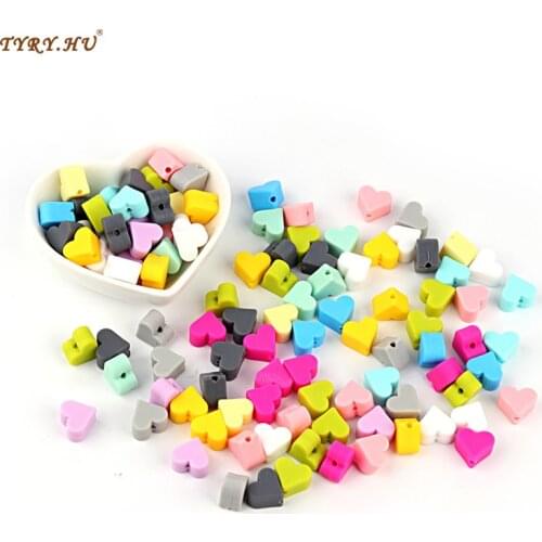 TYRY.HU 20pcs/lot heart Silicone Beads Silicone Teething Beads for DIY Pacifier Chain Baby Teether