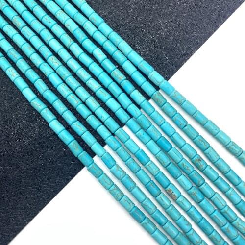Fashion Blue Turquoise Bead Jewelry Cylindrical Charm DIY Jewelry Making Fashion Necklace Bracelet Accessories Charm 3x5 mm