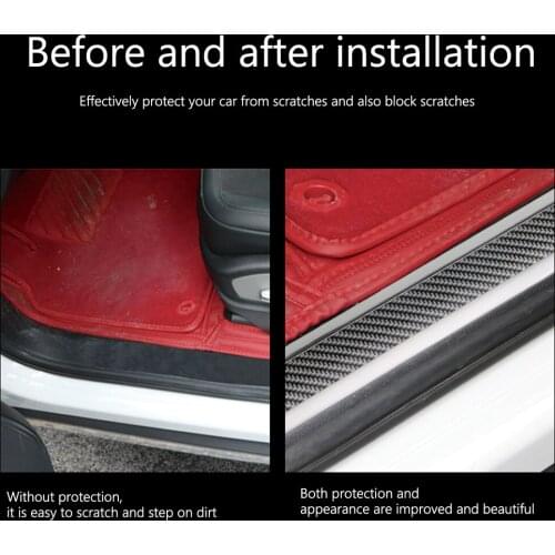 Protective Styling Mouldings Car Stickers 1m Car Bumper Lip Splitter Carbon Fiber Look Rubber Door Sill Protector Moulding