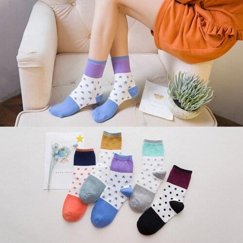 ZDL-316 Autumn Winter Cotton Socks Stripes Cute Candy Color Star Youthful Style Socks 20 pairs