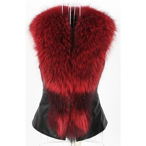 Bre PU Leather Faux Fur Women Winter Coat 2018 Casual Plus Size Sleeveless Faux Fox Fur Collar Vest Winter Jacket Coat Women