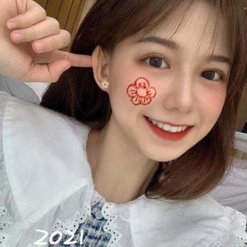 Jisensp Bohemian Fashion A Little Red Flower Stud Earrings for Women Simple Lovely Flowers Stainless Steel Earring Birthday Gift