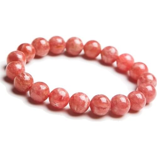 Genuine Red Natural Stone Bracelets For Women Lady Stretch Crystal Round Bead Natural Rhodochrosite Bracelet 10.5mm