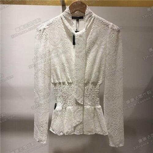 Patads French womens M autumn and winter beautiful lace tie waist top