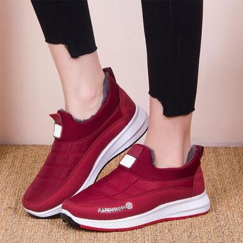 Winter Snow Boots Slip on Non-slip Cotton Shoes Warm Women Sneakers Platform Plus Velvet Ladies Flat Shoes Female Footwear 2020