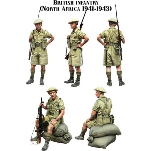 1/35 scale WW2 British soldiers in north Africa 2 people WWII miniatures Resin Model Kit figure Free Shipping