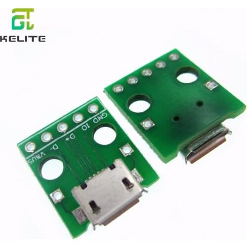 10pcs MICRO USB to DIP Adapter 5pin female connector B type pcb converter
