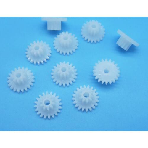 20102A 0.5M Double Gears 2mm Hole Modulus 0.5 20 Teeth + 10 Teeth Plastic Gear Double-deck Toy Accessories