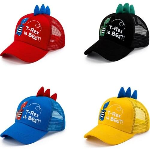 2021 Spring Kids Hat Cute Cartoon Dinosaur Children Girl Boy Baseball Cap Breathable Mesh Toddler Peaked Hat Adjustable Cap