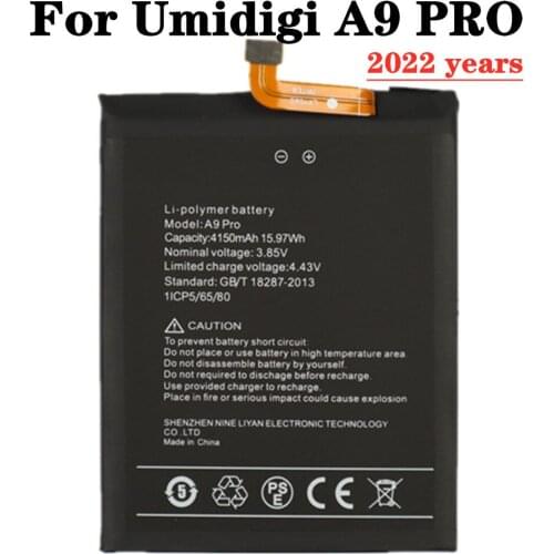 For UMI Umidigi A9 Pro Battery 4150mAh 100% New Mobile Phone Replacement Bateria