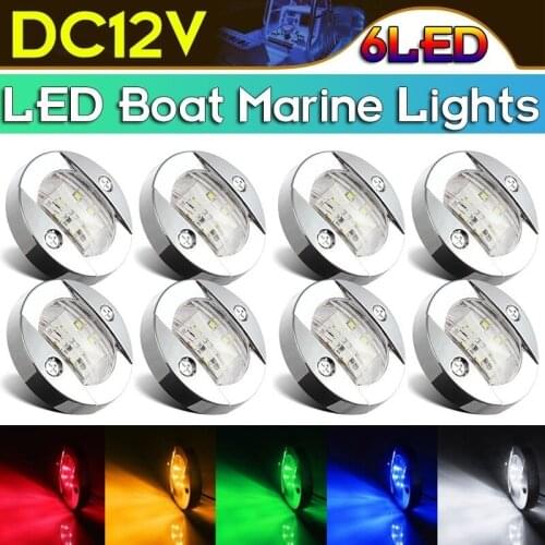 8Pcs DC12V 6 LED Flush Mount Waterproof Marine Led Navigation Lights Boat Yacht Ship Transom Anchor Stern Side Marker Lamp
