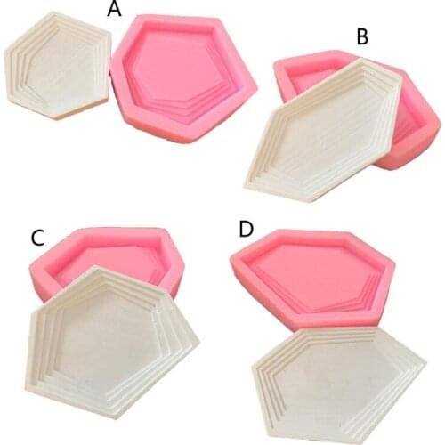 Irregular Silicone Resin Tray Molds Hexagon Coaster Tray Plate Resin Molds Tools A0NF