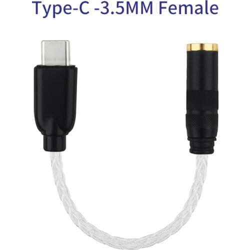 Type-C To 3.5mm Female & L/I Shaped Plug AUX Cable Audiophile Hifi Audio Conversion Headphone Line