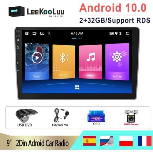 LeeKooLuu 2 Din Car Radio GPS Android 10.0 Multimedia Player WIFI Mirrorlink Autoradio for Toyota Volkswagen Hyundai Kia Ford