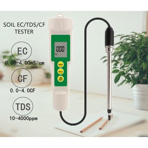 EC-3185 Soil Meter 3 in 1 EC/TDS/CF Waterproof Soil Tester for Greenhouse Cultivation, Horticulture Cultivation, Laboratory