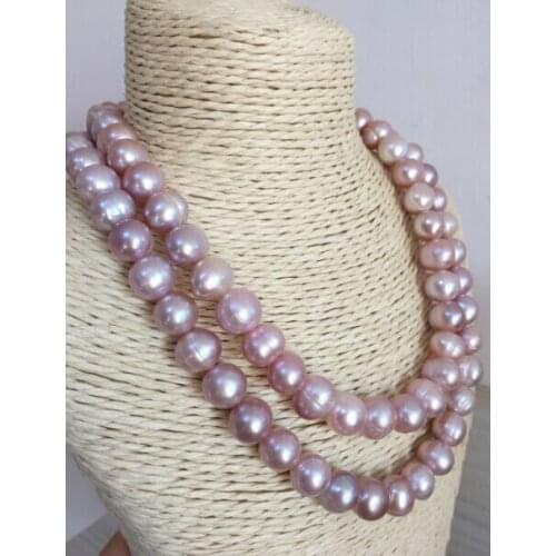 Elegant 11-12mm south sea baroque lavender pearl necklace 38" Gold Clasp KKK