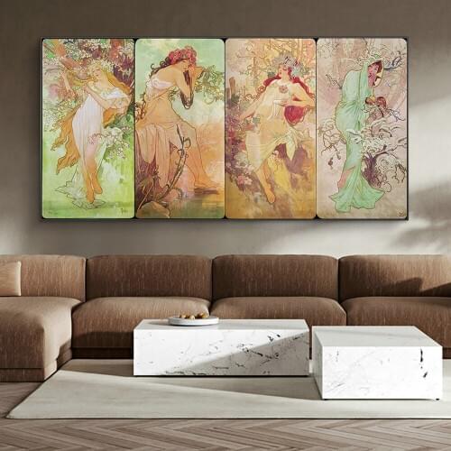 Alphonse Mucha Elegant Women Canvas Paintings on the Wall Art Posters and Prints Art Nouveau Canvas Pictures For living Room