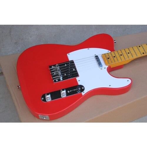 Factory customized red body electric guitar and TL pickup, chrome hardware, maple neck, white pick, can be customized, free del