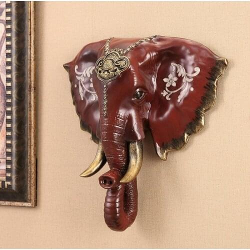 Europe Creative Wall Hanging Elephant Mural Resin Crafts Decoration Restaurant Hotel Home Livingroom 3D Stereo Wall Sticker Art