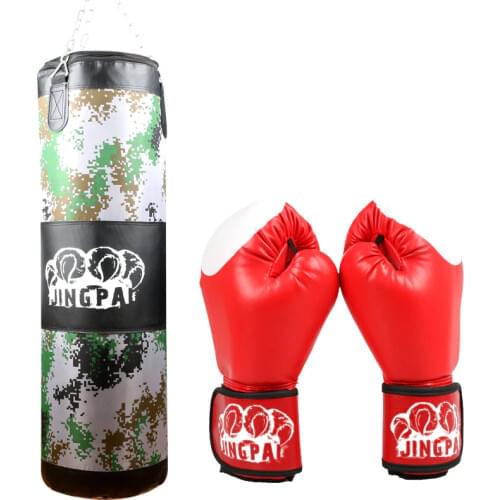 GINGPAI Training Fitness MMA Boxing Muay Thai Bag Hanging Kick Fight Sand Punch Punching Bag+Men Adult Kid Boxing Gloves One Set