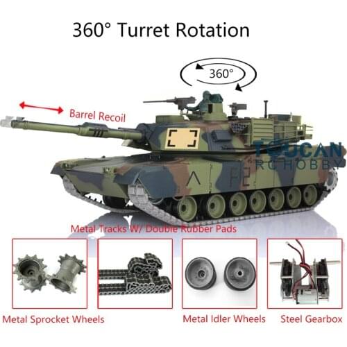 Heng Long 1/16 7.0 Abrams RC Tank 3918 360° Turret Metal Tracks Barrel Recoil Outdoor Children Toy TH17819-SMT4