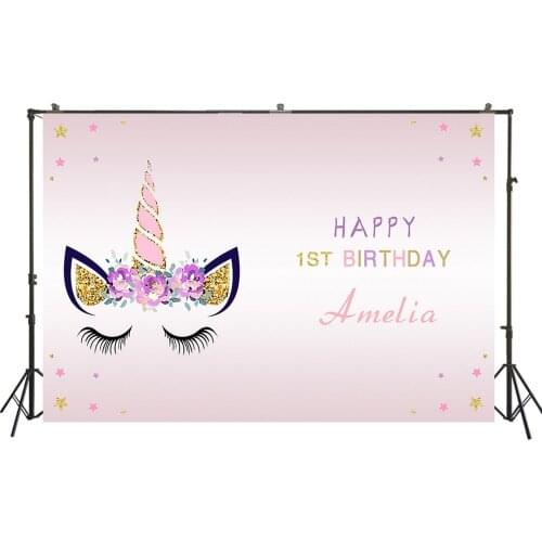HUAYI Photography Backdrops Birthday Photo Backdrop Unicorn Baby Shower Birthday Party Decor Banner Photography Background W-658