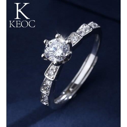 Keoc Aesthetic T-shaped 1 Carat AAACZ Rings for Women Wedding Matching Rings Love Couple Gift Accessories Costume Jewelry