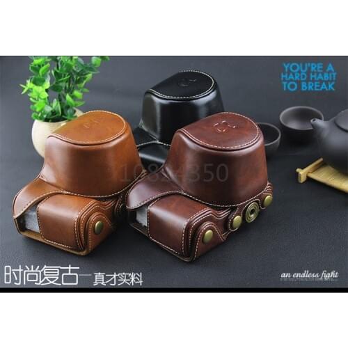 New Protective Leather Camera Case Cover Bag and Shoulder Neck strap for Sony Alpha a6000 a 6000 16-55mm Lens camera case bag