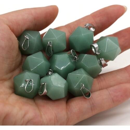 Natural Stone Pendant Polygon Green Aventurine Stones Exquisite Charm for Jewelry Making DIY Necklace Bracelet Accessories